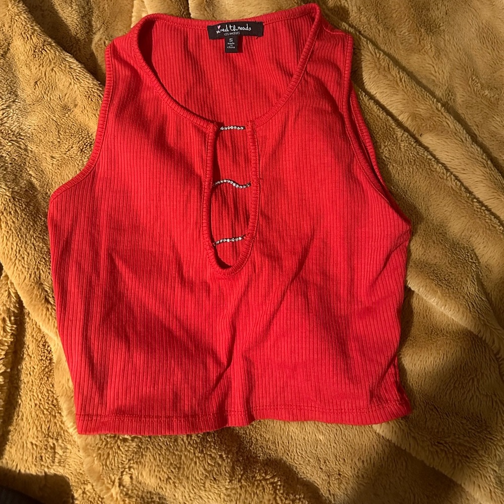 Red crop top with cut out